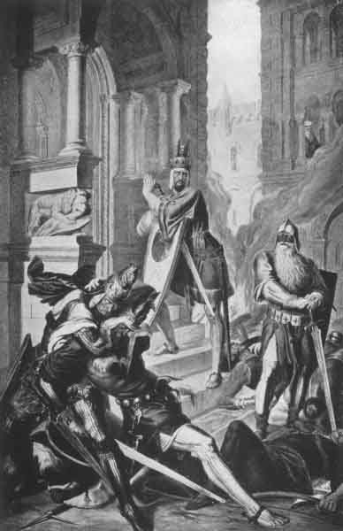 DEITRICH OVERCOMES HAGEN<BR> <I>From the painting by Schnorr von Carolsfeld</I>