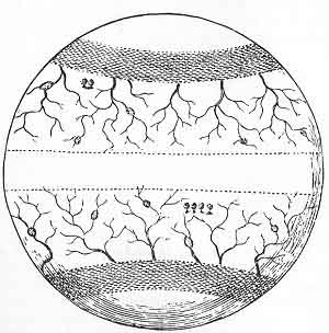FIGURE 34. <i>The Primal Earth, with its Zones or greater Climates, and the general order and tracts of its Rivers</i>.<br> (From <i>The Theory of the Earth</i>; Thomas Burnet, 1697.)